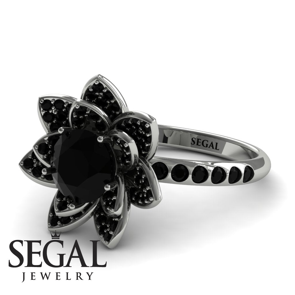 Lotus Black Diamond Engagement Ring - Princess Lotus no. 6